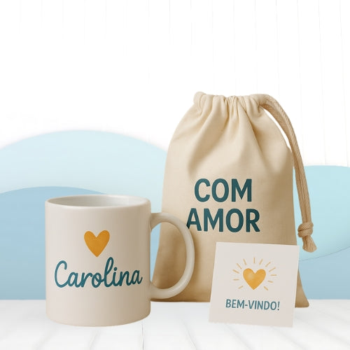 Kit Completo – Caneca + Saco + Cartão